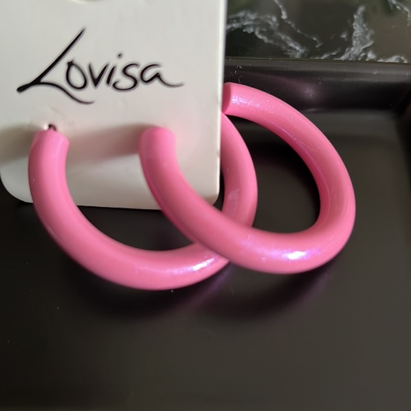 💎💖Lovisa Timeless Enamel Coated Pink Hoop Earrings-NWT - Picture 4 of 14